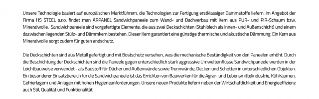 Paneele mit Kern aus Mineralwolle